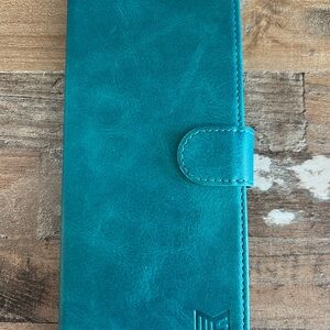 Teal Wallet Phone Case with Snap Closure Samsung Galaxy A14